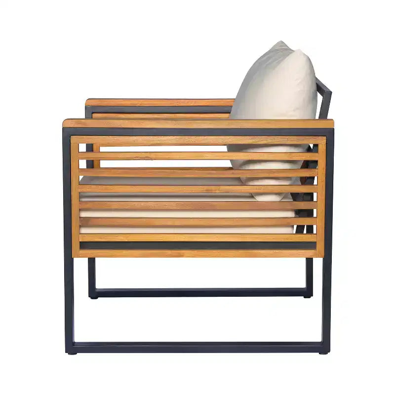 Christopher Knight Home Felina Outdoor Acacia Wood and Metal Club Chair with Water-Resistant Cushion, Teak/Beige
