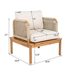 Christopher Knight Home Valencia Outdoor Rustic Acacia Wood and Rope Club Chair with Cushions, Teak/Beige