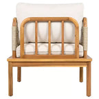 Christopher Knight Home Valencia Outdoor Rustic Acacia Wood and Rope Club Chair with Cushions, Teak/Beige