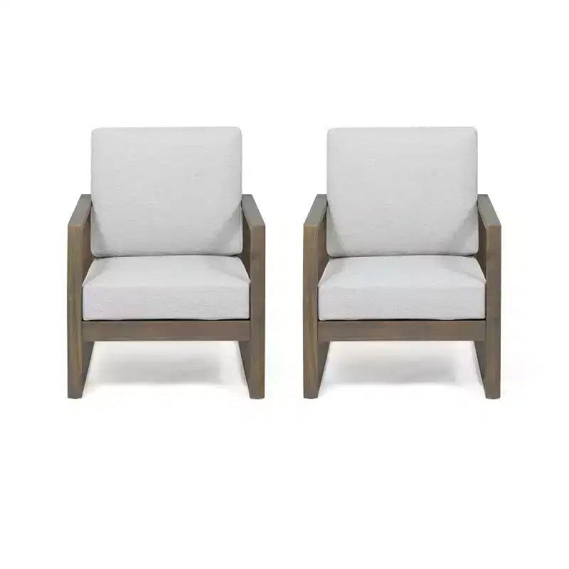 GDFStudio Sedia a sdraio da esterno Silla con cuscini e base a slitta in legno di acacia (Set di 2)