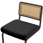 Bekrvio Sgabelli da Bar Girevoli 30 Pollici, Set da 2/3/4 con Schienale in Rattan, Rivestimento in Velluto e Struttura in Metallo Nero, Sgabello da Cucina Moderno di Metà Secolo per Isola e Pub