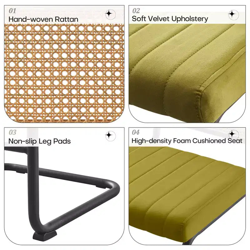 Bekrvio Sgabelli da Bar Girevoli 30 Pollici, Set da 2/3/4 con Schienale in Rattan, Rivestimento in Velluto e Struttura in Metallo Nero, Sgabello da Cucina Moderno di Metà Secolo per Isola e Pub