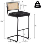 Bekrvio Sgabelli da Bar Girevoli 30 Pollici, Set da 2/3/4 con Schienale in Rattan, Rivestimento in Velluto e Struttura in Metallo Nero, Sgabello da Cucina Moderno di Metà Secolo per Isola e Pub