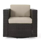 Poltrona Club Girevole da Esterno Christopher Knight Home Puerta in Vimini con Cuscini Resistenti all'Acqua