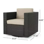 Poltrona Club Girevole da Esterno Christopher Knight Home Puerta in Vimini con Cuscini Resistenti all'Acqua