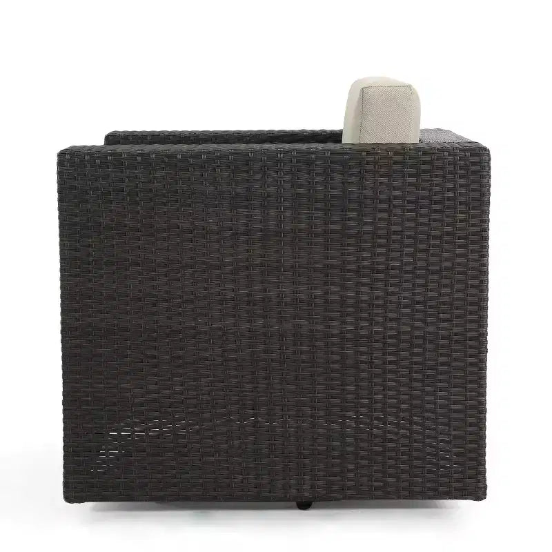 Poltrona Club Girevole da Esterno Christopher Knight Home Puerta in Vimini con Cuscini Resistenti all'Acqua