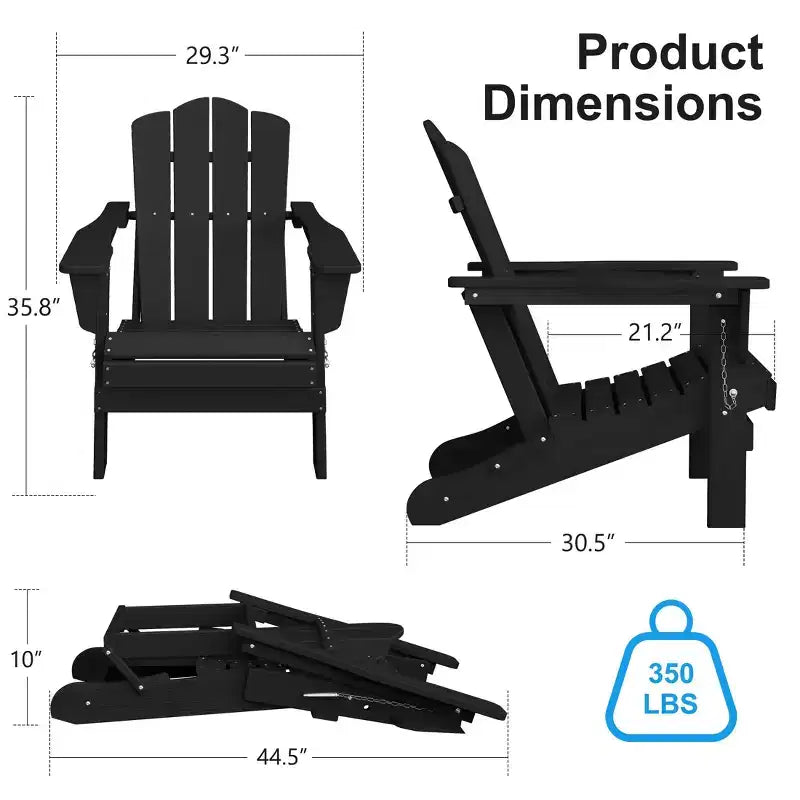 Hyleory Sedia da Giardino Pieghevole in HDPE, Sedia Adirondack per Tutte le Stagioni