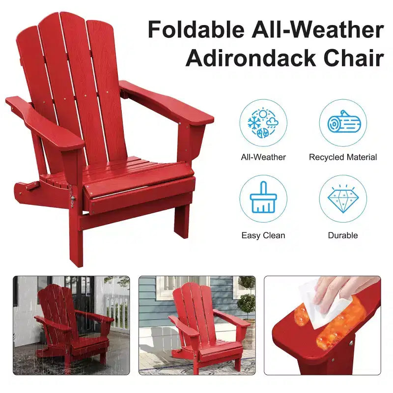 Hyleory Sedia da Giardino Pieghevole in HDPE, Sedia Adirondack per Tutte le Stagioni