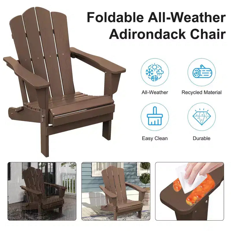 Hyleory Sedia da Giardino Pieghevole in HDPE, Sedia Adirondack per Tutte le Stagioni