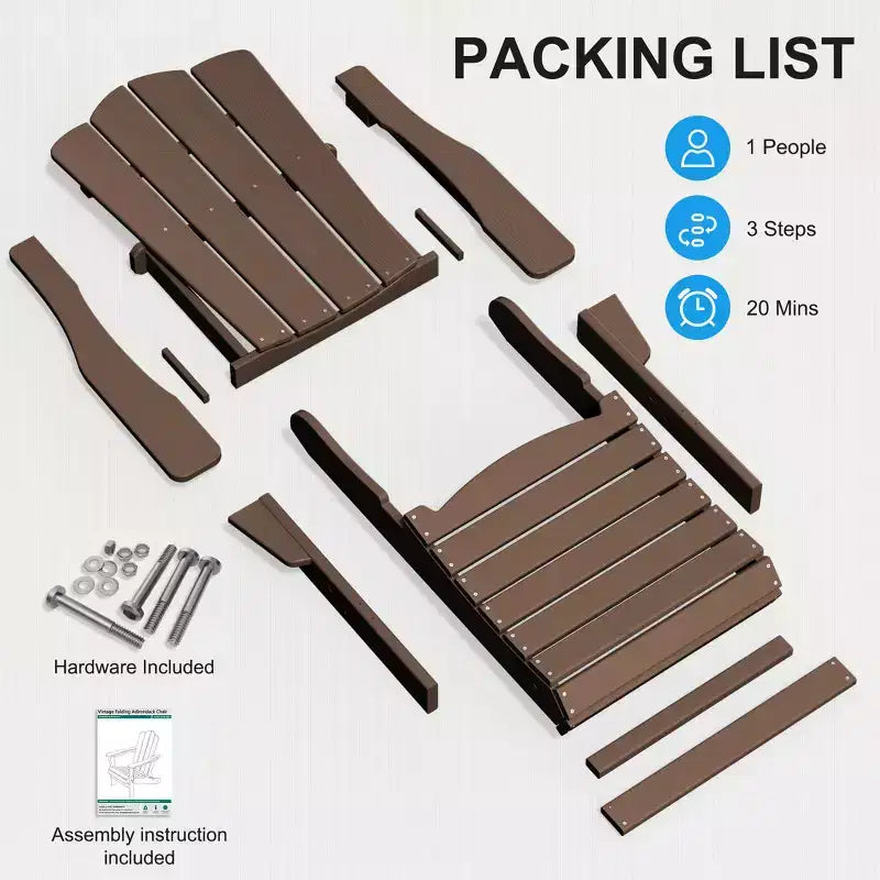 Hyleory Sedia da Giardino Pieghevole in HDPE, Sedia Adirondack per Tutte le Stagioni