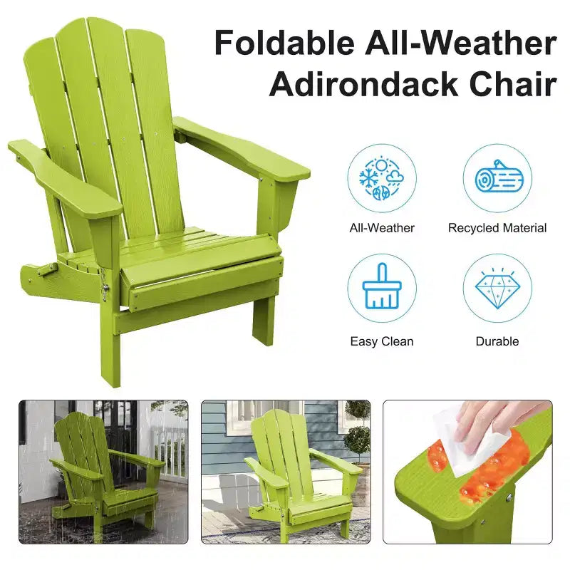 Hyleory Sedia da Giardino Pieghevole in HDPE, Sedia Adirondack per Tutte le Stagioni
