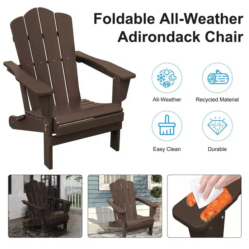 Hyleory Sedia da Giardino Pieghevole in HDPE, Sedia Adirondack per Tutte le Stagioni
