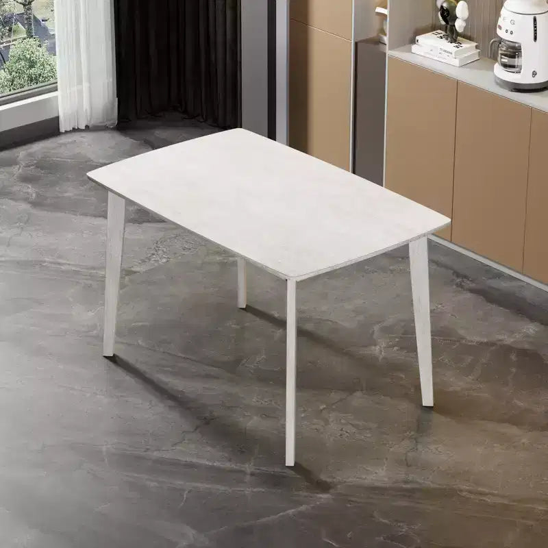 VECELO Farmhouse Style Dining Table, Rubber Wood Table with 4 Solid Wood Legs for Kitchen, Gray