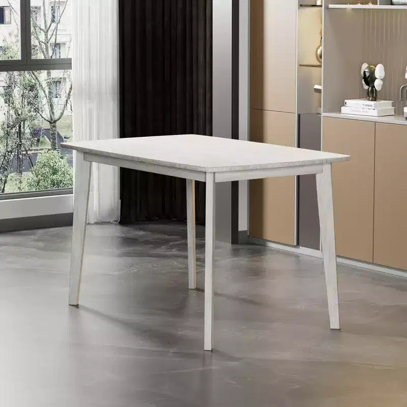 VECELO Tavolo da Pranzo Stile Rustico, Tavolo in Legno di Gomma con 4 Gambe in Legno Massello per Cucina, Grigio