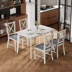VECELO Tavolo da Pranzo Stile Rustico, Tavolo in Legno di Gomma con 4 Gambe in Legno Massello per Cucina, Grigio