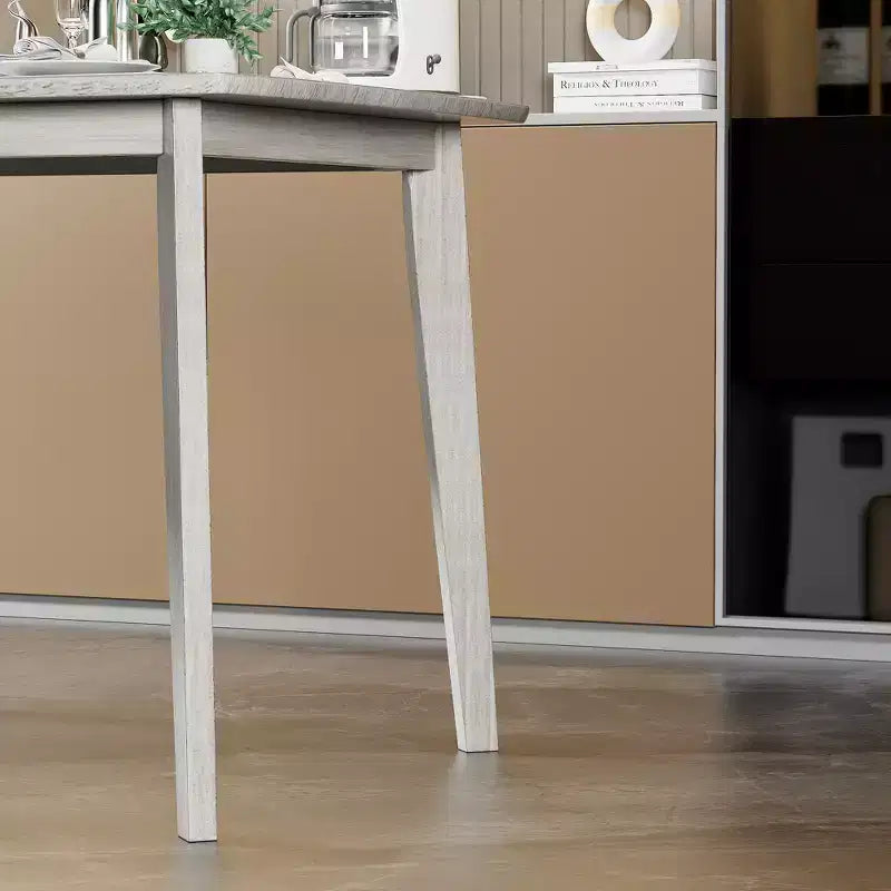VECELO Tavolo da Pranzo Stile Rustico, Tavolo in Legno di Gomma con 4 Gambe in Legno Massello per Cucina, Grigio