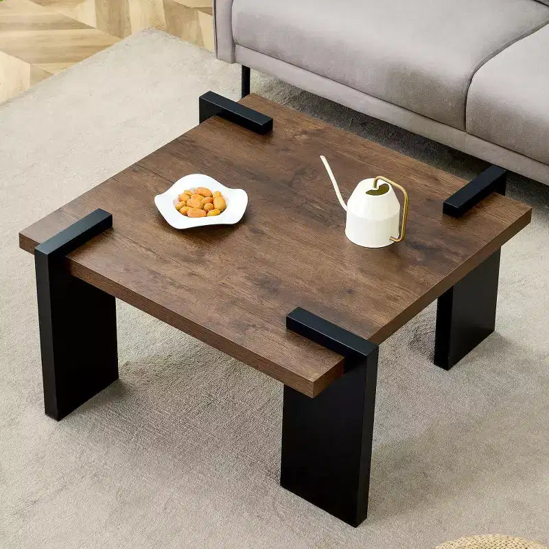 Chic Crate - Stylish Walnut-colored MDF Coffee Table for Modern Minimalist Living Rooms and Leisure Areas, 31.5*31.5*16.6inches