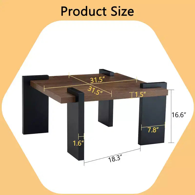 Chic Crate - Elegante Tavolino da Caffè in MDF color Noce per Soggiorni Minimalisti Moderni e Aree Relax, 80*80*42cm