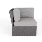 Martha Stewart Bedford Indoor-Outdoor Modular Patio Sectional Sofa Corner Seat in Rattan Wicker with All-Weather Cushions