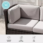 Martha Stewart Bedford Indoor-Outdoor Modular Patio Sectional Sofa Corner Seat in Rattan Wicker with All-Weather Cushions