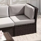 Martha Stewart Bedford Indoor-Outdoor Modular Patio Sectional Sofa Corner Seat in Rattan Wicker with All-Weather Cushions