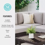 Martha Stewart Bedford Indoor-Outdoor Modular Patio Sectional Sofa Corner Seat in Rattan Wicker with All-Weather Cushions