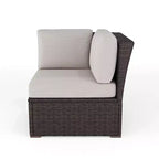 Martha Stewart Bedford Indoor-Outdoor Modular Patio Sectional Sofa Corner Seat in Rattan Wicker with All-Weather Cushions