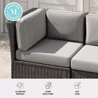Martha Stewart Bedford Indoor-Outdoor Modular Patio Sectional Sofa Corner Seat in Rattan Wicker with All-Weather Cushions