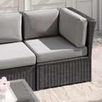Martha Stewart Bedford Indoor-Outdoor Modular Patio Sectional Sofa Corner Seat in Rattan Wicker with All-Weather Cushions