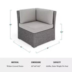 Martha Stewart Bedford Indoor-Outdoor Modular Patio Sectional Sofa Corner Seat in Rattan Wicker with All-Weather Cushions