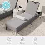 Martha Stewart Bedford Sdraio Regolabile per Patio da Interni-Esterni in Rattan Sintetico con Cuscini per Tutte le Stagioni