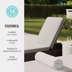 Martha Stewart Bedford Sdraio Regolabile per Patio da Interni-Esterni in Rattan Sintetico con Cuscini per Tutte le Stagioni