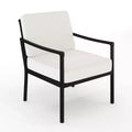 Martha Stewart Lily Pond Set of 2 Indoor-Outdoor Patio Accent Chairs with Steel Frames in Black with Cream All-Weather Cushions