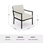 Martha Stewart Lily Pond Set of 2 Indoor-Outdoor Patio Accent Chairs with Steel Frames in Black with Cream All-Weather Cushions