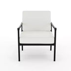 Martha Stewart Lily Pond Set of 2 Indoor-Outdoor Patio Accent Chairs with Steel Frames in Black with Cream All-Weather Cushions