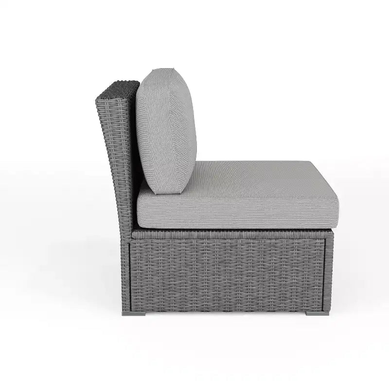 Martha Stewart Bedford Indoor-Outdoor Modular Patio Sectional Sofa Center Seat in Rattan Wicker with All-Weather Cushions
