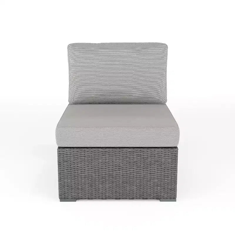 Martha Stewart Bedford Indoor-Outdoor Modular Patio Sectional Sofa Center Seat in Rattan Wicker with All-Weather Cushions