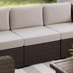 Martha Stewart Bedford Indoor-Outdoor Modular Patio Sectional Sofa Center Seat in Rattan Wicker with All-Weather Cushions