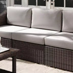 Martha Stewart Bedford Indoor-Outdoor Modular Patio Sectional Sofa Center Seat in Rattan Wicker with All-Weather Cushions