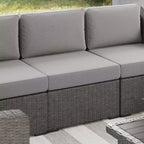 Martha Stewart Bedford Indoor-Outdoor Modular Patio Sectional Sofa Center Seat in Rattan Wicker with All-Weather Cushions