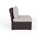 Martha Stewart Bedford Indoor-Outdoor Modular Patio Sectional Sofa Center Seat in Rattan Wicker with All-Weather Cushions