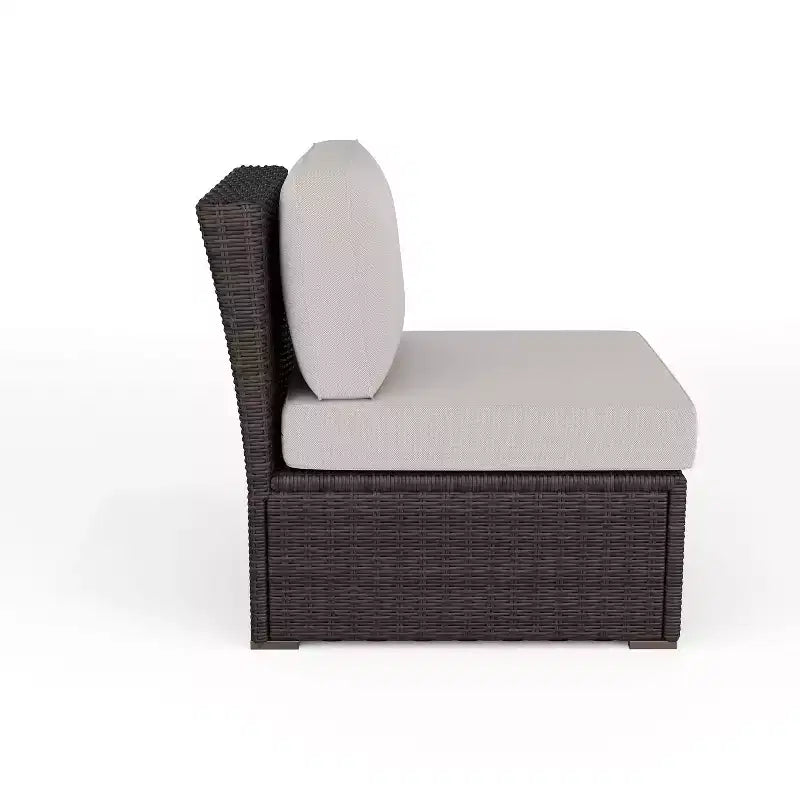 Martha Stewart Bedford Indoor-Outdoor Modular Patio Sectional Sofa Center Seat in Rattan Wicker with All-Weather Cushions