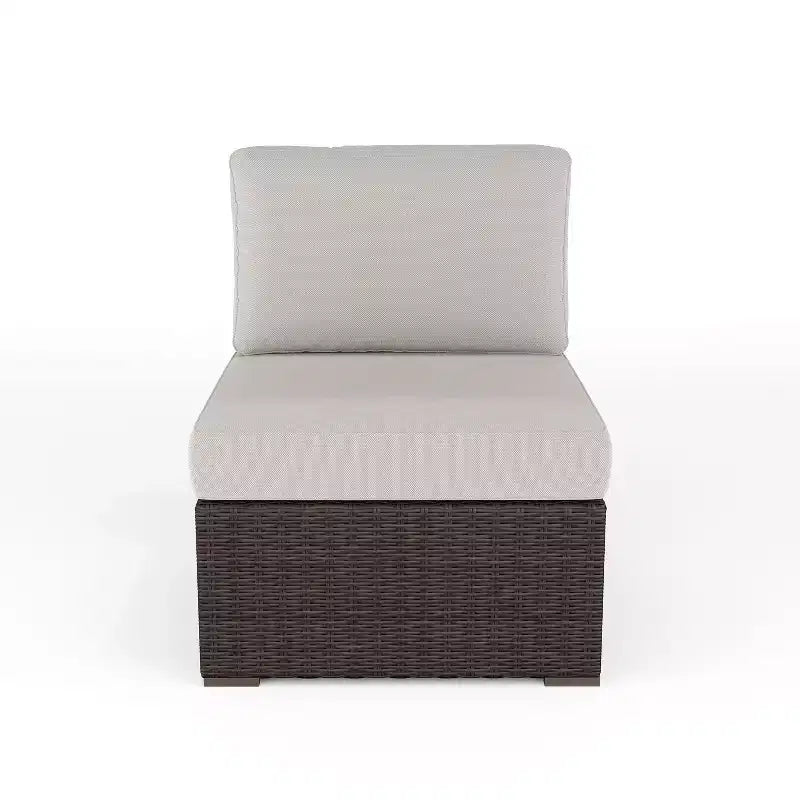 Martha Stewart Bedford Indoor-Outdoor Modular Patio Sectional Sofa Center Seat in Rattan Wicker with All-Weather Cushions