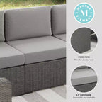 Martha Stewart Bedford Indoor-Outdoor Modular Patio Sectional Sofa Center Seat in Rattan Wicker with All-Weather Cushions