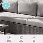 Martha Stewart Bedford Indoor-Outdoor Modular Patio Sectional Sofa Center Seat in Rattan Wicker with All-Weather Cushions