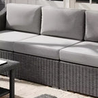 Martha Stewart Bedford Indoor-Outdoor Modular Patio Sectional Sofa Center Seat in Rattan Wicker with All-Weather Cushions