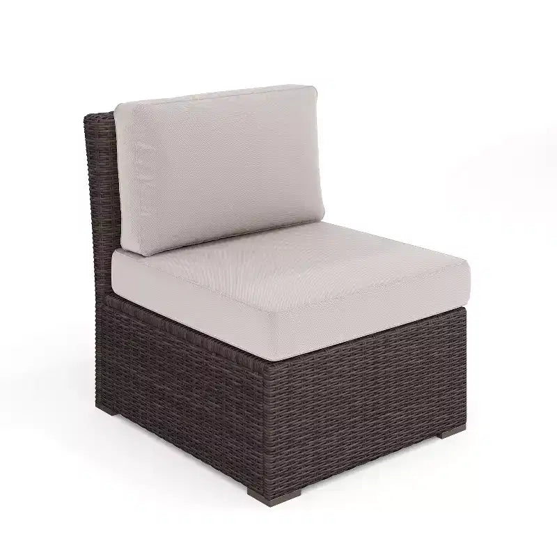 Martha Stewart Bedford Divano Sezionale Modulare da Esterno/Interno con Seduta Centrale in Vimini Rattan e Cuscini per Tutte le Stagioni