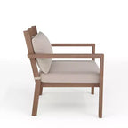 Martha Stewart Bedford Set of 2 Indoor-Outdoor Patio Accent Chairs with Brushed Woodgrain Aluminum Finish and All-Weather Seat and Lumbar Cushions