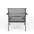 Martha Stewart Bedford Set of 2 Indoor-Outdoor Patio Accent Chairs with Brushed Woodgrain Aluminum Finish and All-Weather Seat and Lumbar Cushions
