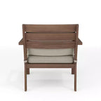Martha Stewart Bedford Set of 2 Indoor-Outdoor Patio Accent Chairs with Brushed Woodgrain Aluminum Finish and All-Weather Seat and Lumbar Cushions